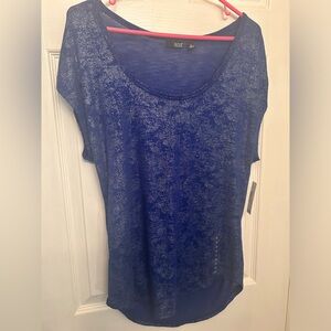 NWT Ana blue with silver sparkles short sleeve size medium